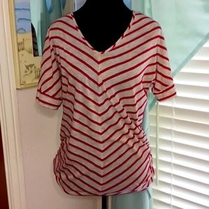 Motherhood Materntity M soft cranberry and tan top, good condition
